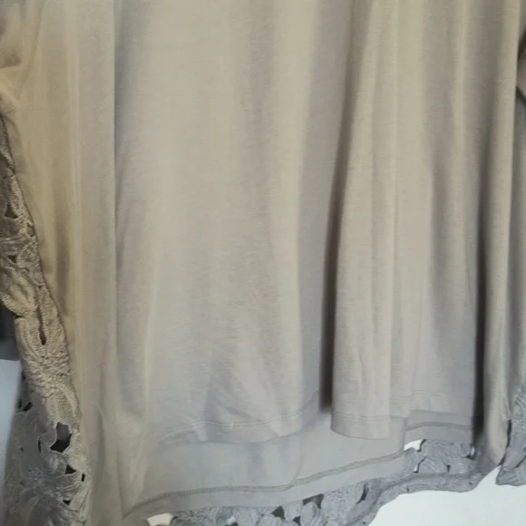 J.Jill Gray Crochet Lace Overlay 3/4 Sleeve Blouse Sz 4XL Women - Picture 8 of 10